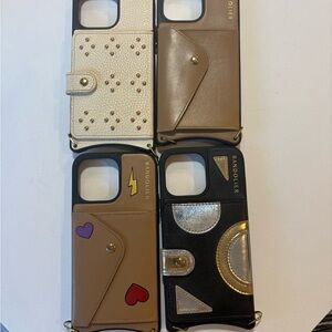 Bandolier Phone Cases Set in Cream, Tan, Black with Gold & Silver Accents
